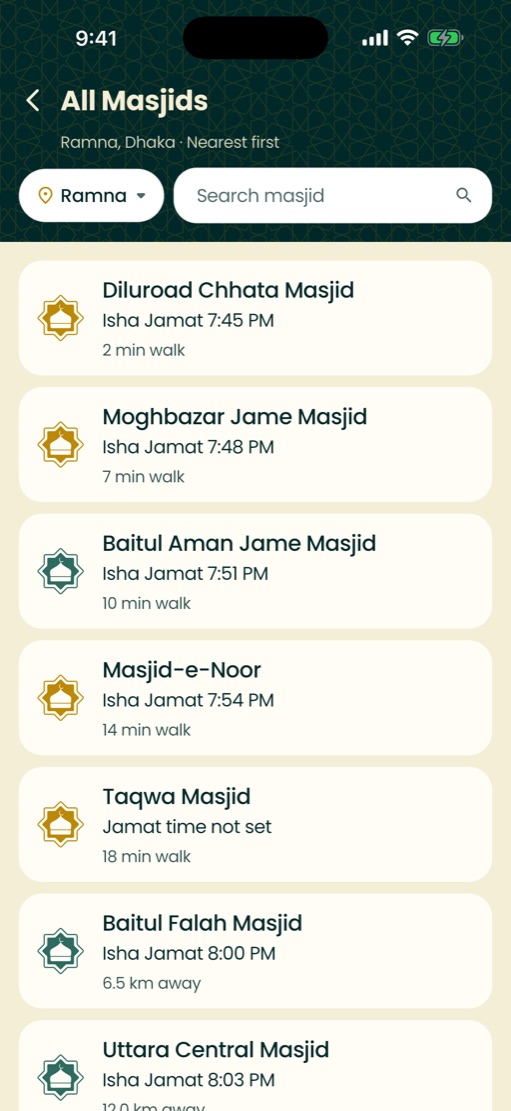 All masjids of your thana